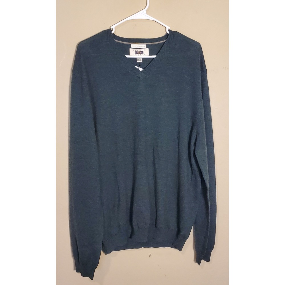 Joseph Abboud Mens XXL Dark Green Extra Fine Merino Wool V-Neck Sweater NWT